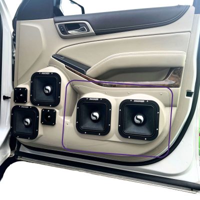 Front Door Custom Speaker Pods for the 2015-2020 Chevrolet Suburban Chevrolet Tahoe GMC Yukon to hold Dual 7.0 in speakers for car audio installation upgrade