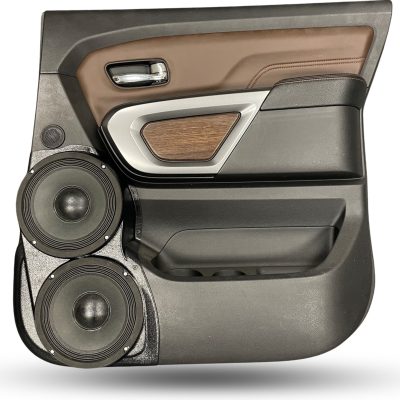 Rear Door Custom Speaker Pods for the 2016-2024 Nissan Titan to hold Dual 8.0 in speakers for car audio installation upgrade