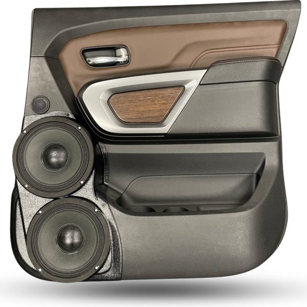 Rear Door Custom Speaker Pods for the 2016-2024 Nissan Titan to hold Dual 8.0 in  speakers for car audio installation upgrade