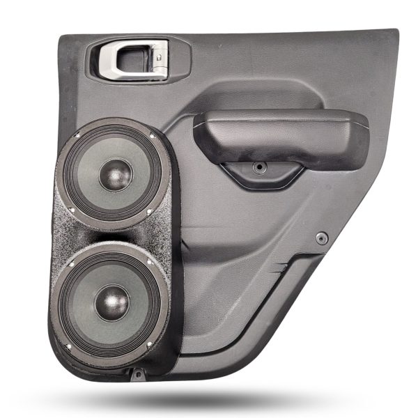 Rear Door Custom Speaker Pods for the 2020-2024 Jeep Gladiator Wrangler to hold Dual 6.5 in speakers for car audio installation upgrade