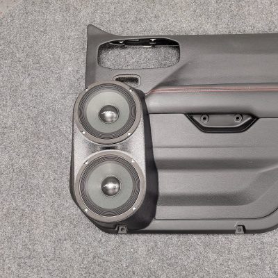 Front Door Custom Speaker Pods for the 2020-2024 Jeep Gladiator Wrangler to hold Dual 6.5 in speakers for car audio installation upgrade