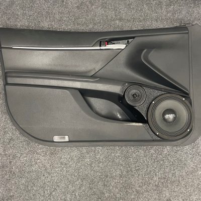 Front Door Custom Speaker Pods for the 2018-2024 Toyota Camry to hold 8.0 in and 3.5 in speakers for car audio installation upgrade