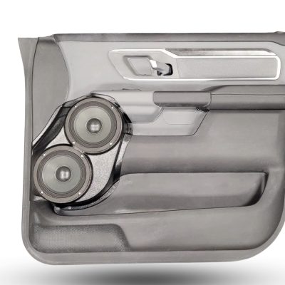 Front Door Custom Speaker Pods for the 2019-2025 Dodge Ram to hold Dual 6.5 in speakers for car audio installation upgrade