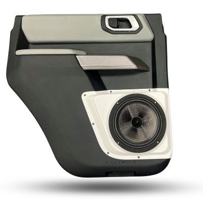 Rear Door Custom Speaker Pods for the 2021-2023 Ford Bronco to hold 8.0 in speakers for car audio installation upgrade