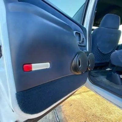 Rear Door Custom Speaker Pods for the 1995-1999 Cadillac Escalade Chevrolet Silverado Suburban Tahoe GMC Sierra Yukon to hold Dual 6.5 in  speakers for car audio installation upgrade