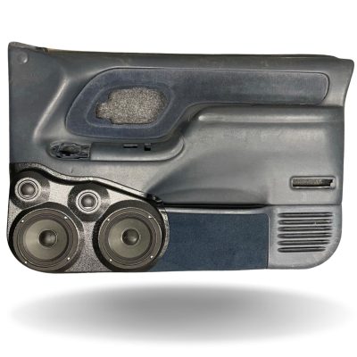 Front Door Custom Speaker Pods for the 1995-1999 Cadillac Escalade Chevrolet Silverado Suburban Tahoe GMC Sierra Yukon to hold Dual 6.5 in and Dual 2.0 in speakers for car audio installation upgrade