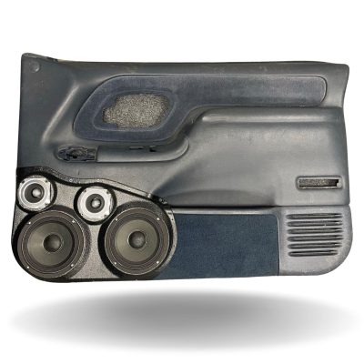 Front Door Custom Speaker Pods for the 1995-1999 Cadillac Escalade Chevrolet Silverado Suburban Tahoe GMC Sierra Yukon to hold Dual 6.5 in and Dual 3.5 in speakers for car audio installation upgrade