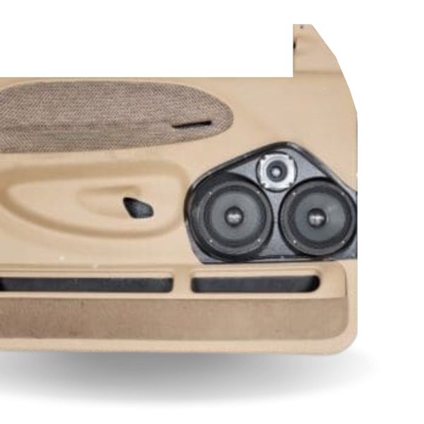 top center Speaker Upgrade for the Front Door of your 1994-2001 Dodge Ram. Easy installation of a Dual 6.5" Midrange and Single 3.5" Super Tweeter for the most powerful car stereo possible.