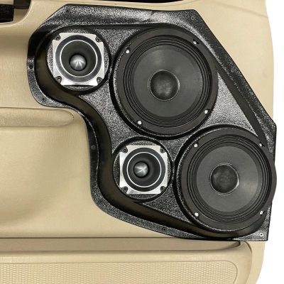 Front Door Custom Speaker Pods for the 1999-2007 Ford Excursion F-250F-350 to hold Dual 6.5 in and Dual 3.5 in speakers for car audio installation upgrade